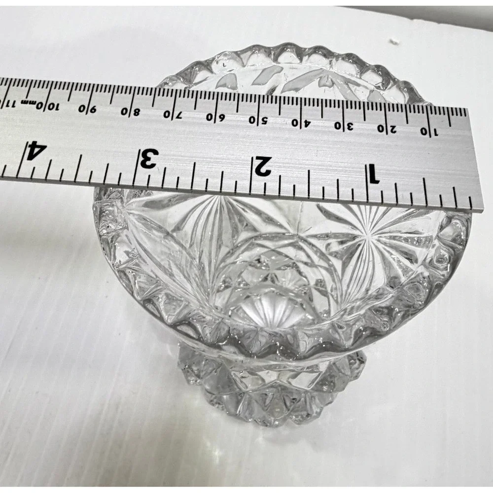 Vintage Clear Cut Crystal Glass Bud Vase‎ Pinwheel Diamond Starburst 5 Inch
